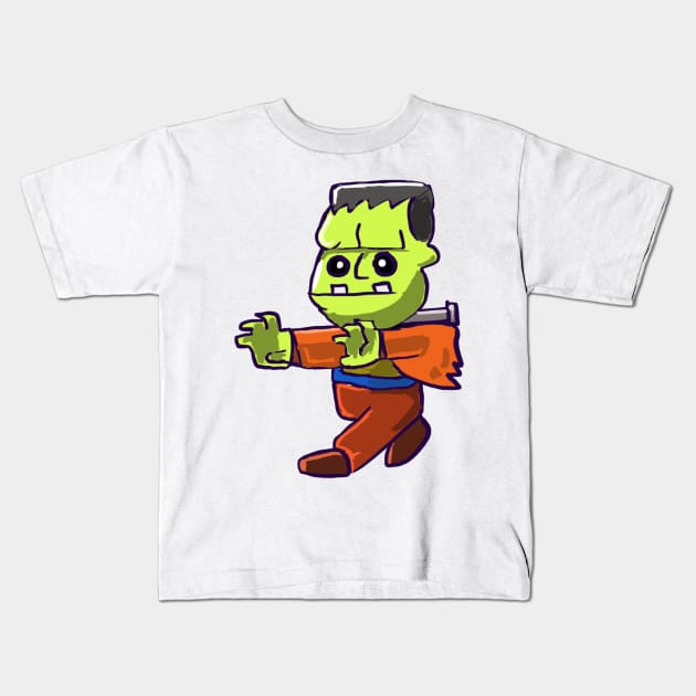 Cute Frankenstein Kids T-Shirt by Joker & Angel